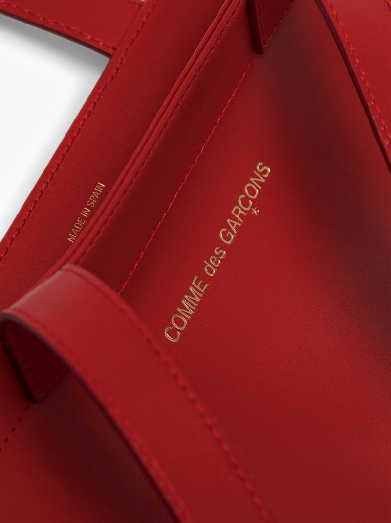 Red Logo Leather Tote Bag