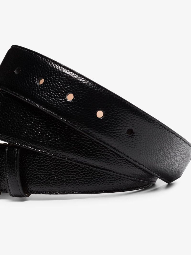 Black 35 Stripe Loop Leather Belt