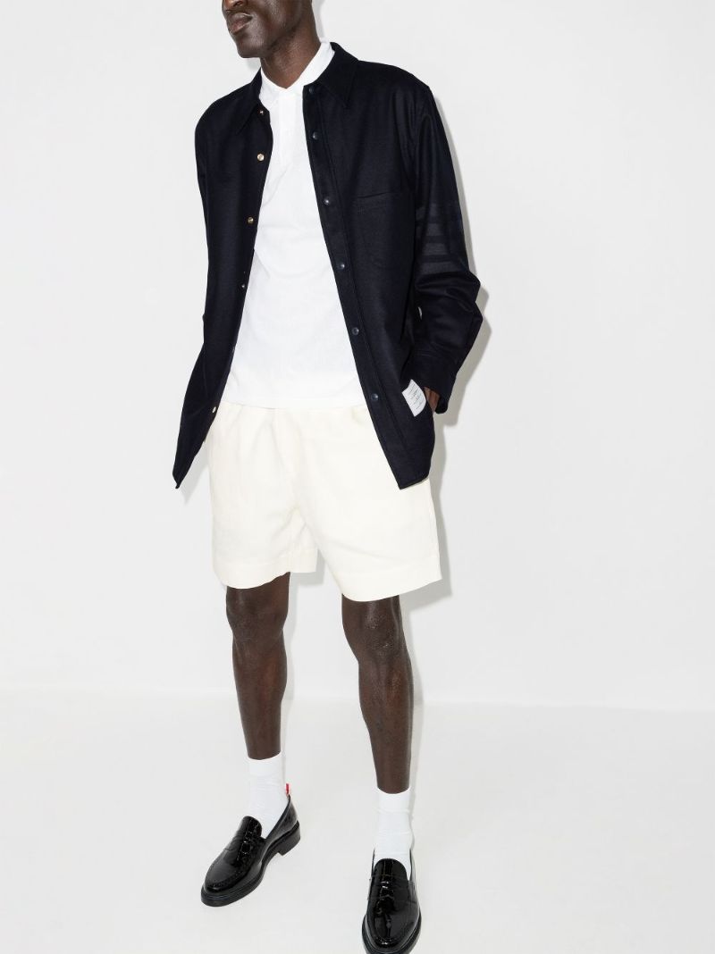 4-bar Stripe Press Stud Overshirt