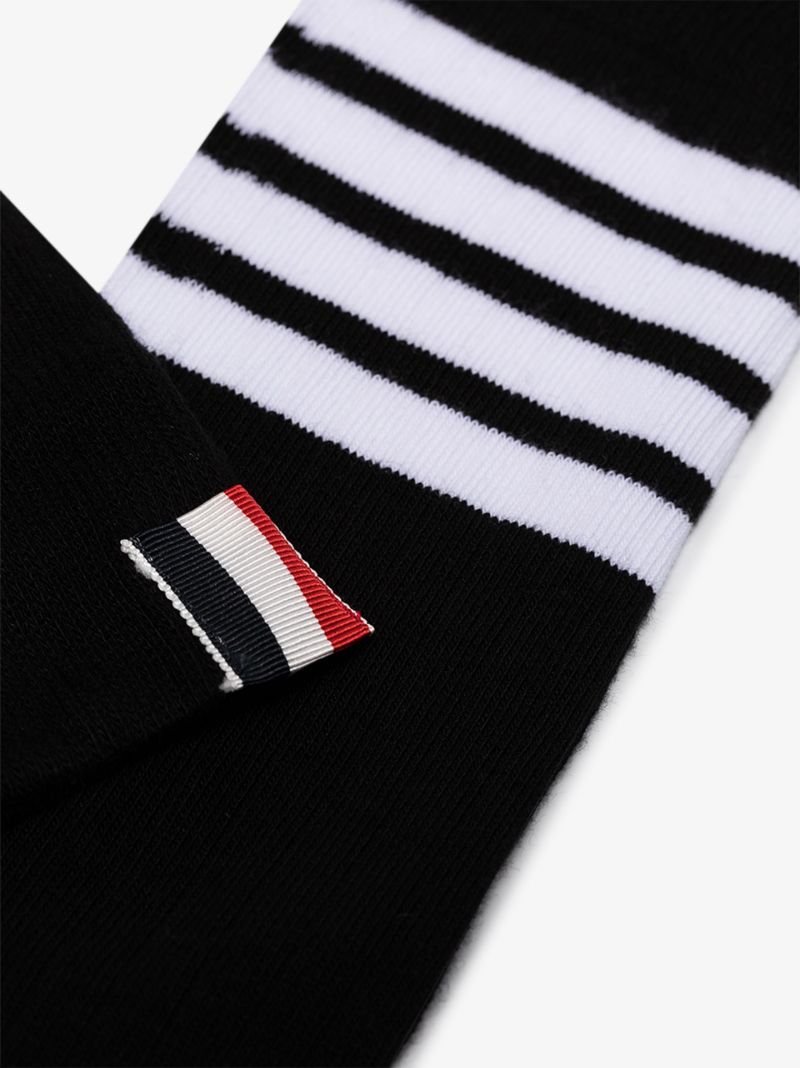 Black 4-bar Stripe Cotton Socks