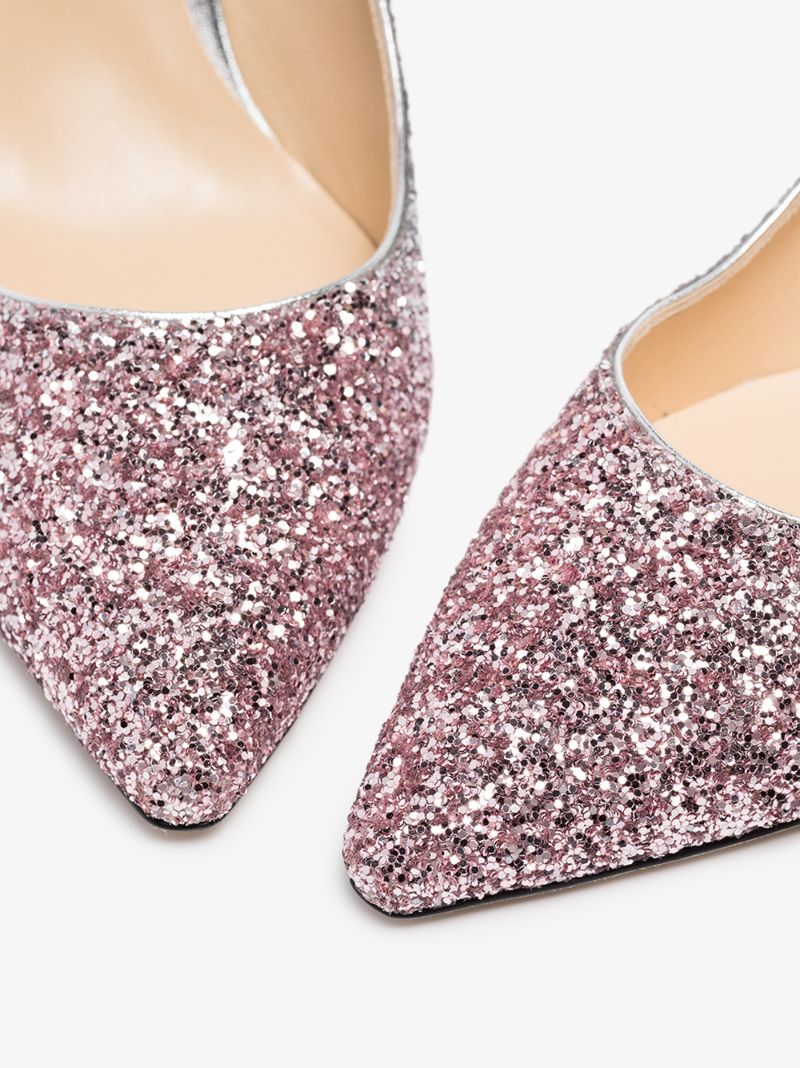Pink and Silver Romy 85 Glitter Pumps