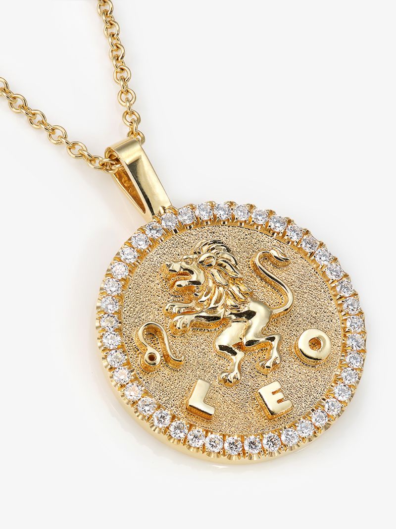 18k Yellow Gold Leo Pendant Diamond Necklace