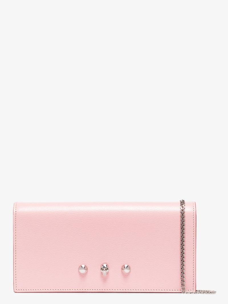 Pink Skull Stud Leather Mini Bag