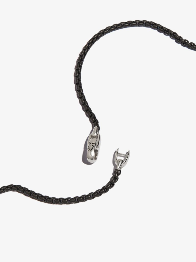 Sterling Silver Ring Charm Box Chain Necklace