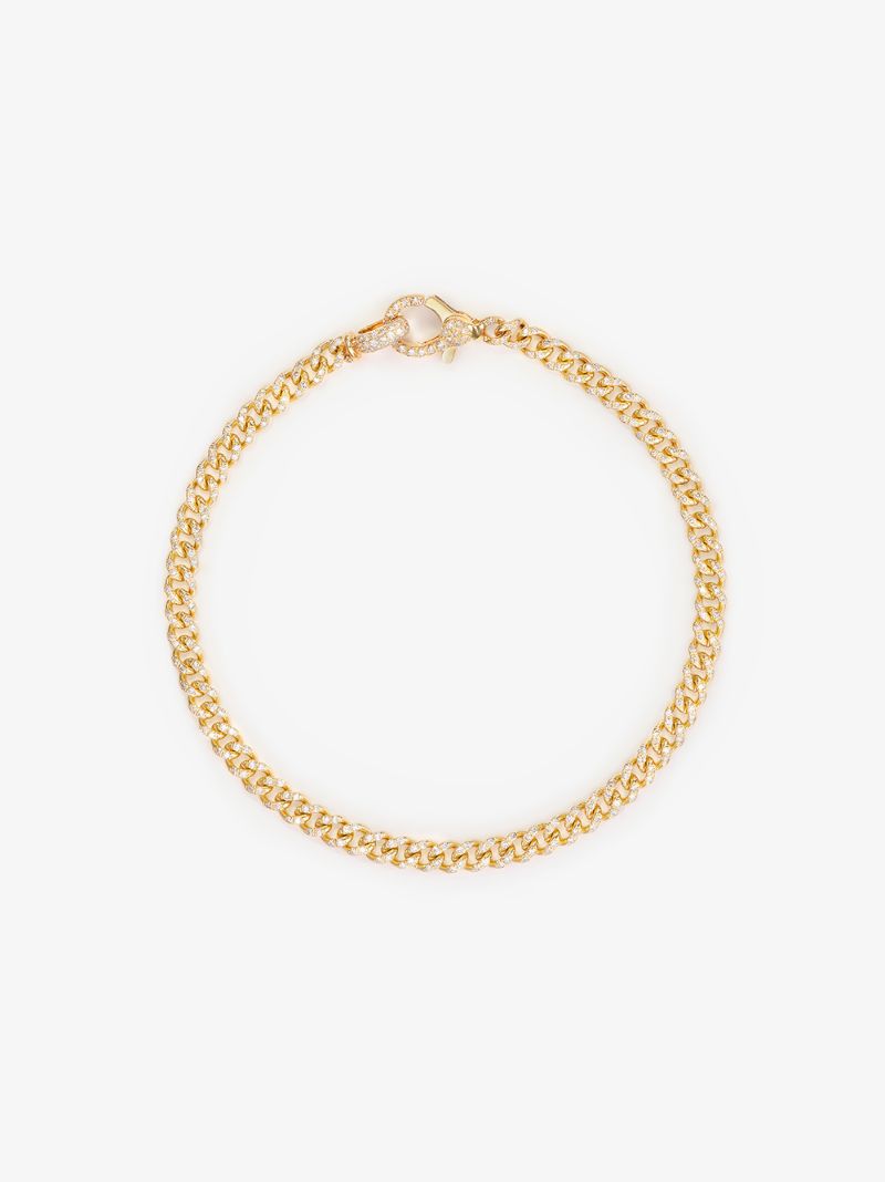 18kt Yellow Gold Pavé Diamond 7.5 Inch Link Bracelet