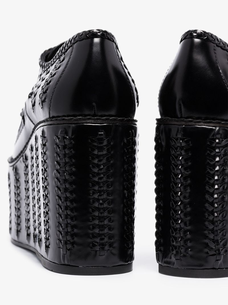 Black 95 Woven Leather Platform Brogues