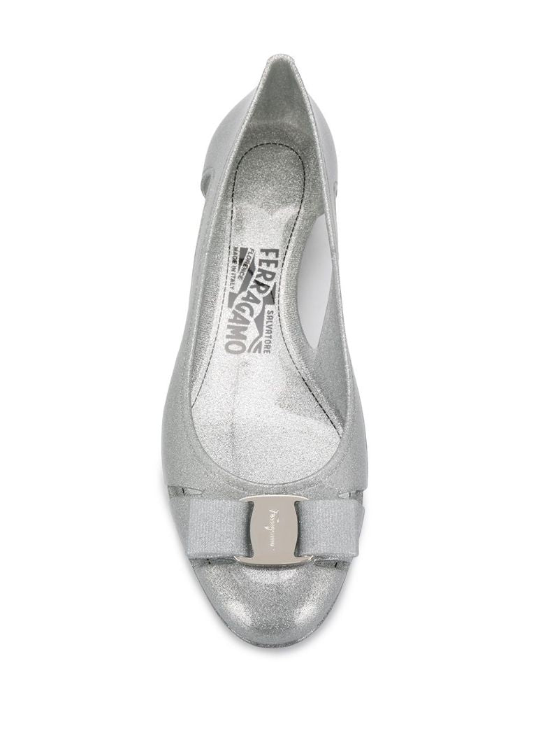 Silver 30mm Jelly Ballet Pumps