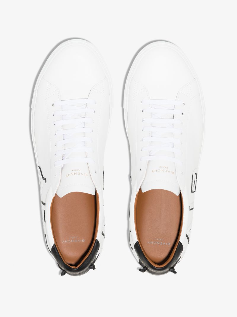 White Urban Street Reverse Logo Leather Sneakers