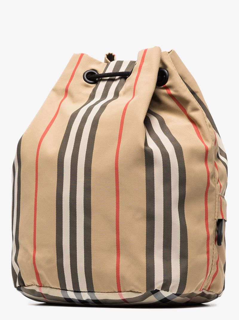 Neutral Pheobe Icon Stripe Mini Bucket Bag
