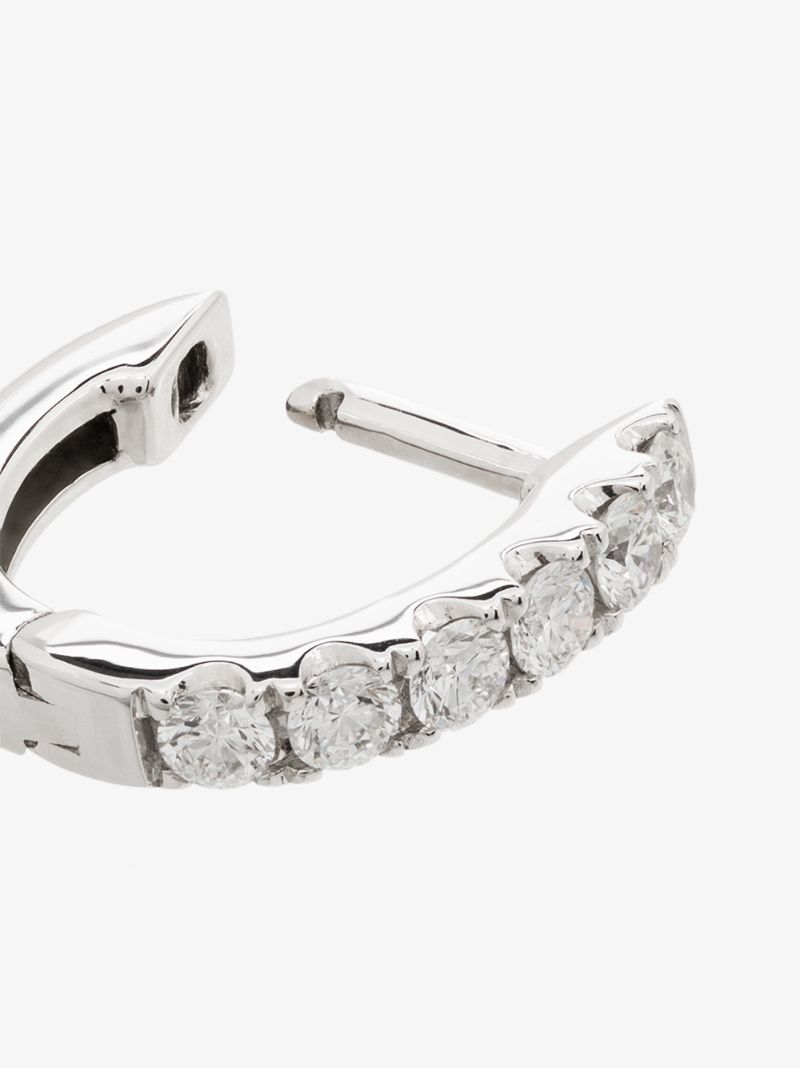 14k White Gold Small Chubby Diamond Huggie Earring