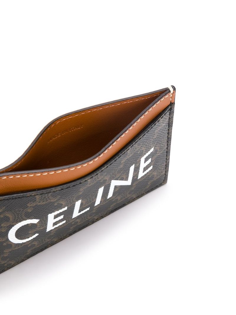 Brown Logo Print Leather Card Holder