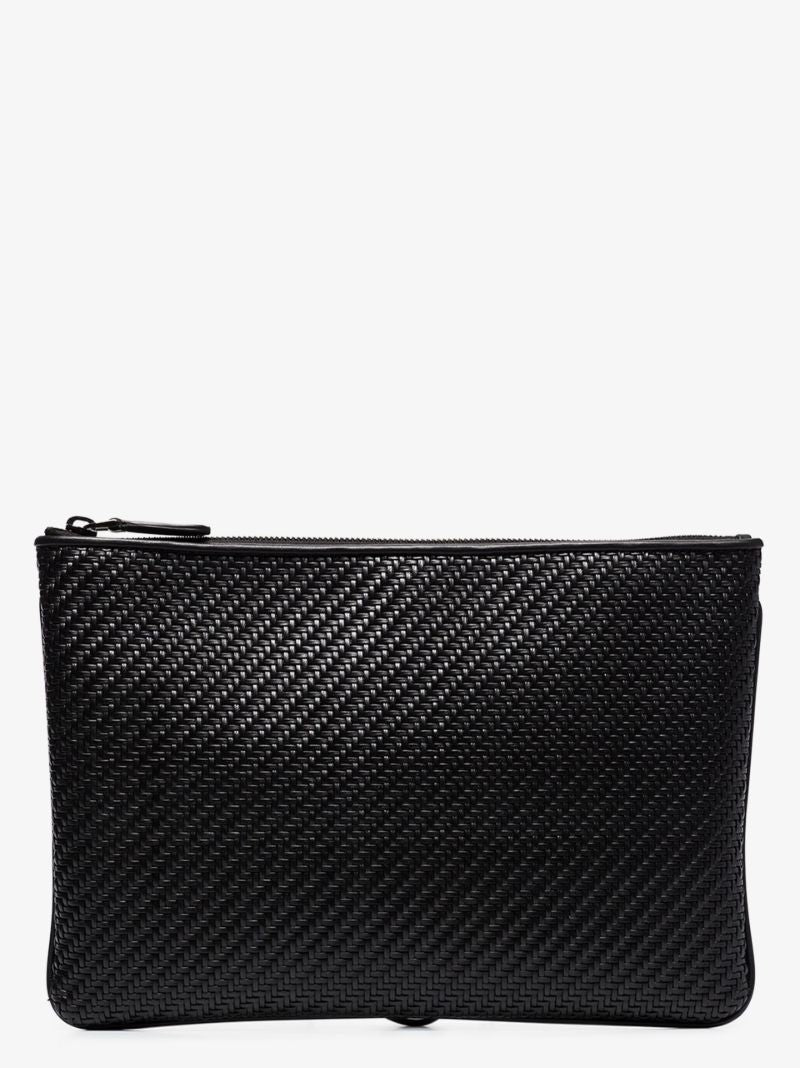 Black Woven Leather Pouch