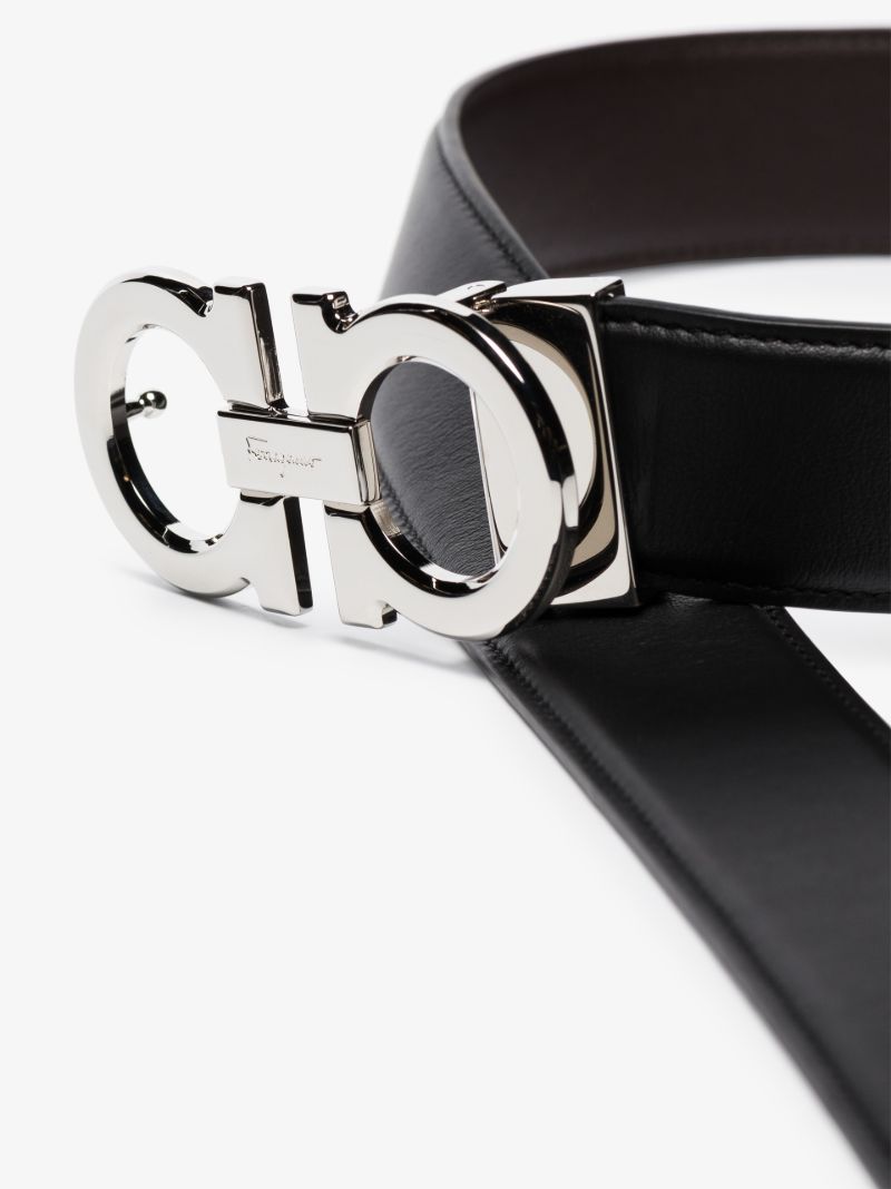 Black and Brown Gancini Reversible Leather Belt