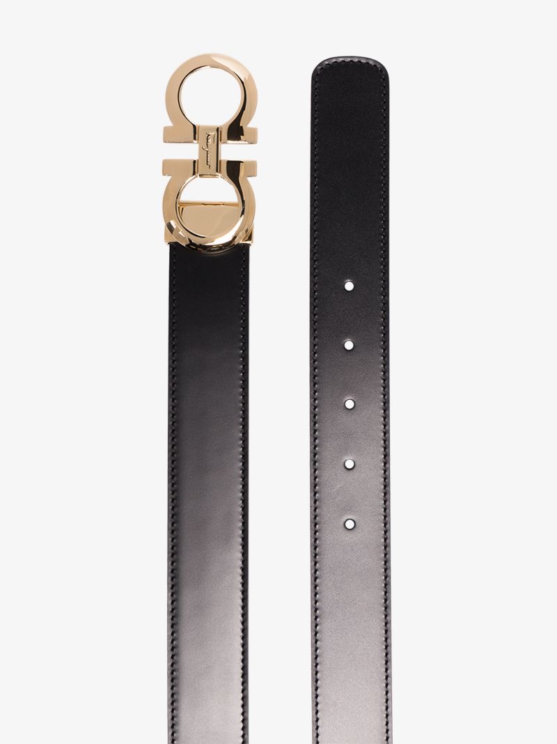 Black Gancini Reversible Leather Belt
