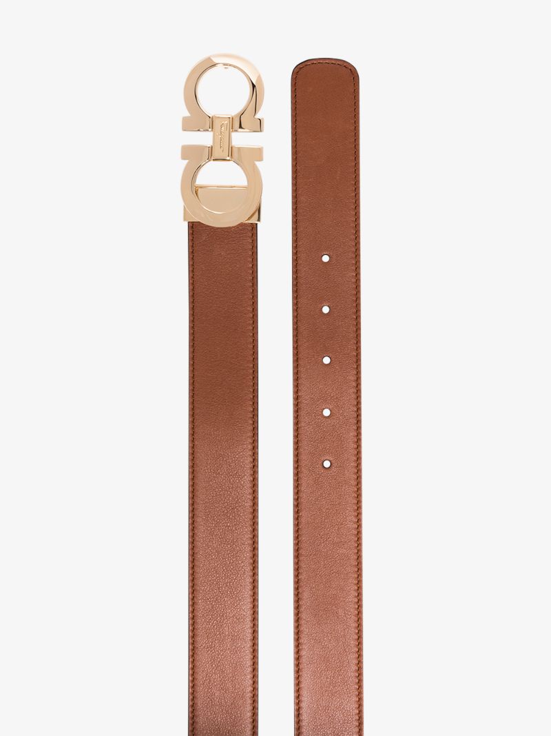 Brown Gancini Reversible Leather Belt