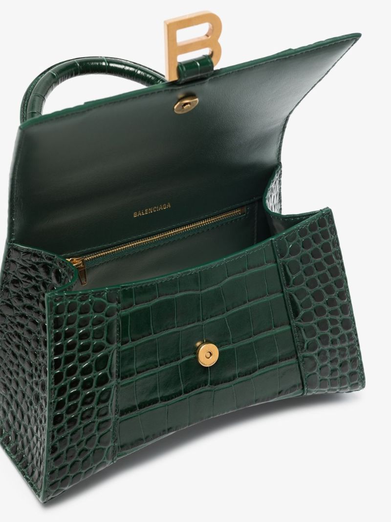 Hourglass Crocodile-effect Shoulder Bag