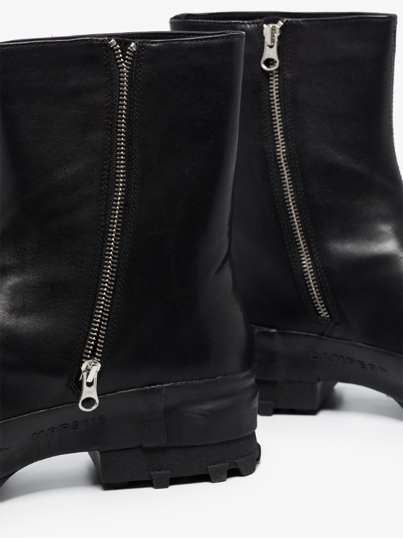 Black Leather Chunky Boots