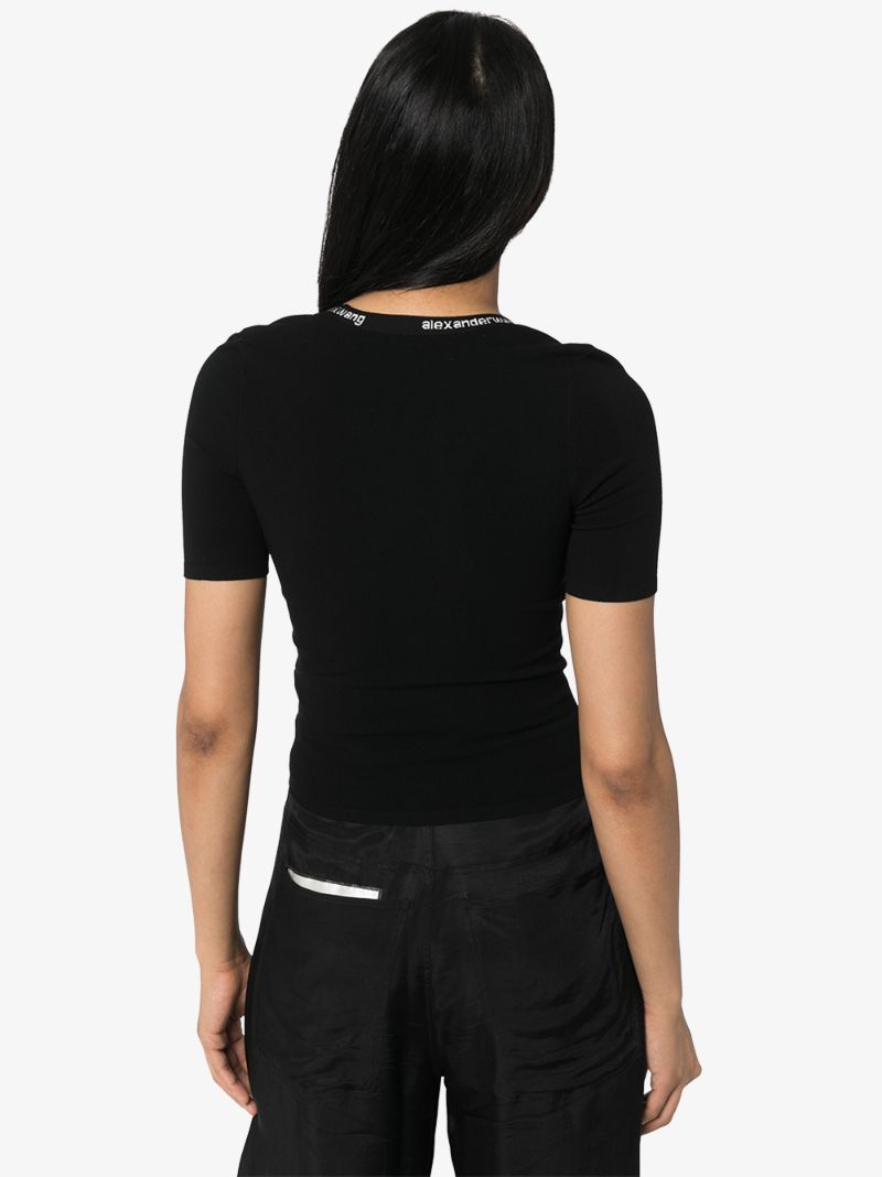 Embroidered Logo Scoop Neck Top