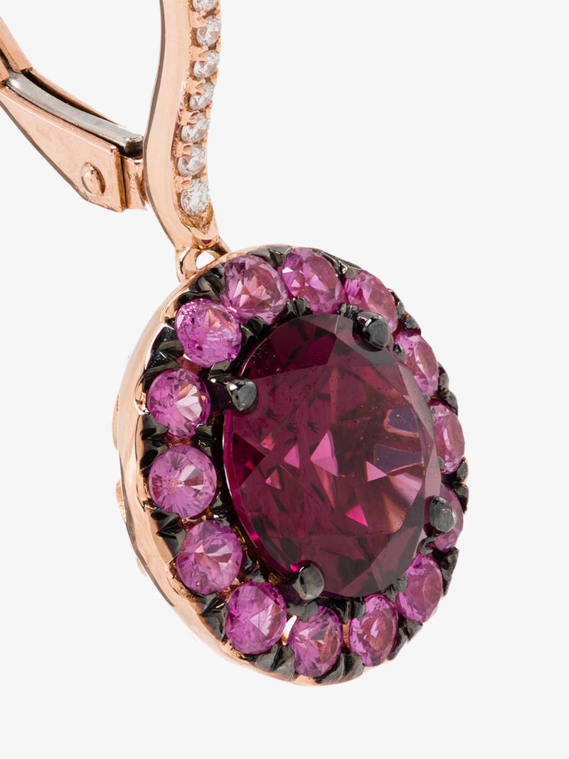 18k Rose Gold Sapphire Diamond Earrings