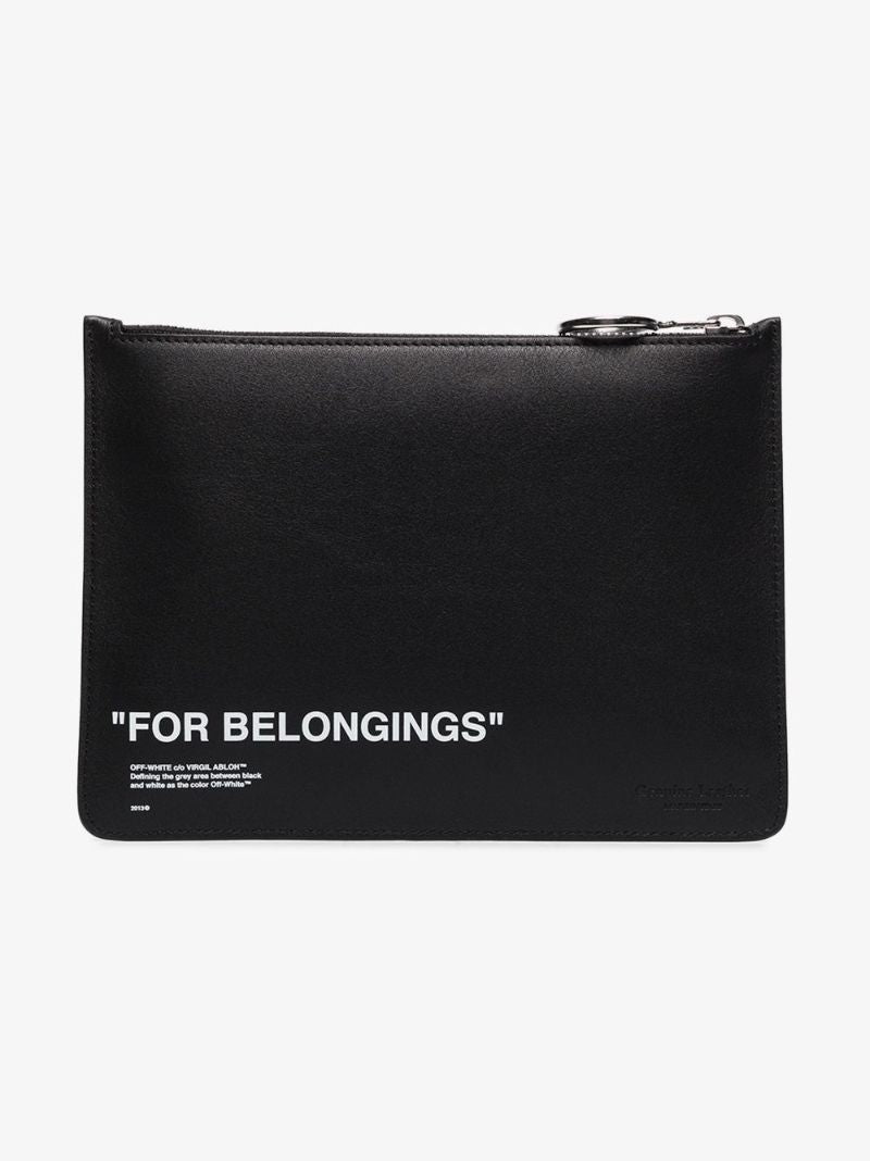 Black Quote Leather Pouch