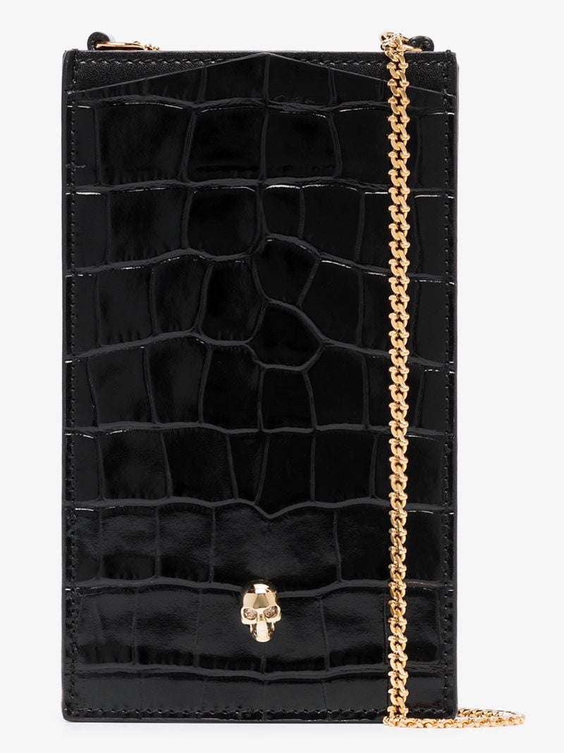 Black Mock Croc Chain Phone Case
