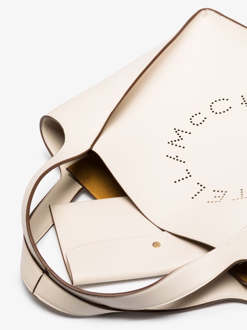 White Perforated Logo Tote Bag