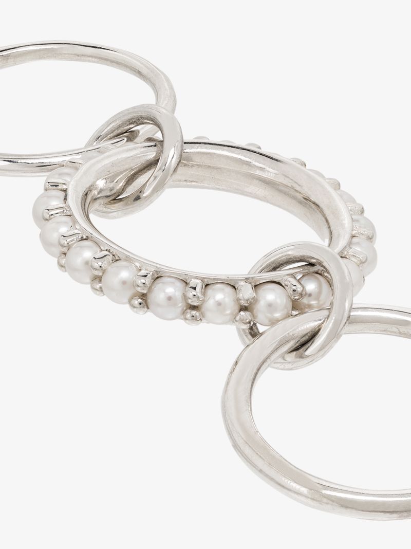 Sterling Silver Akoya Pearl Linked Ring