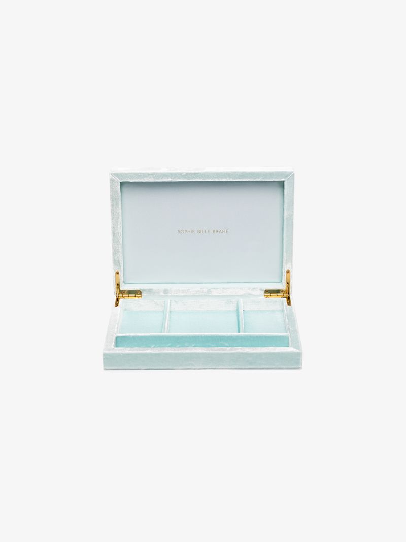 Light Blue Velvet Jewellery Box