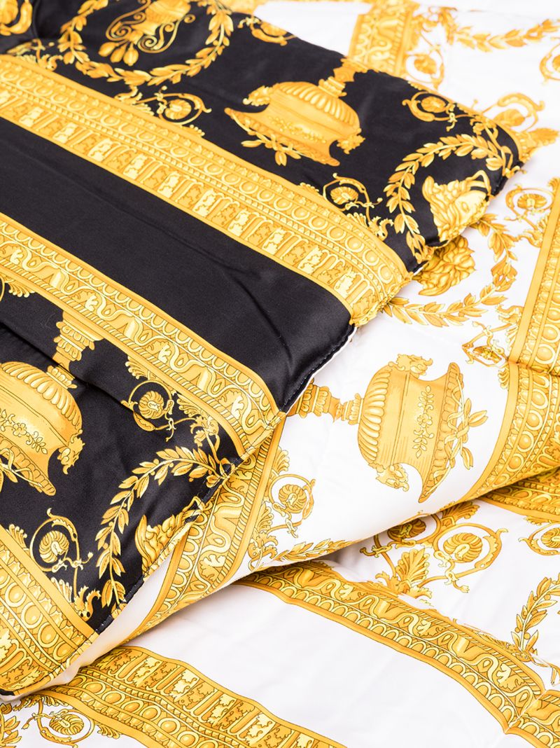White, Black and Gold Baroque Blanket