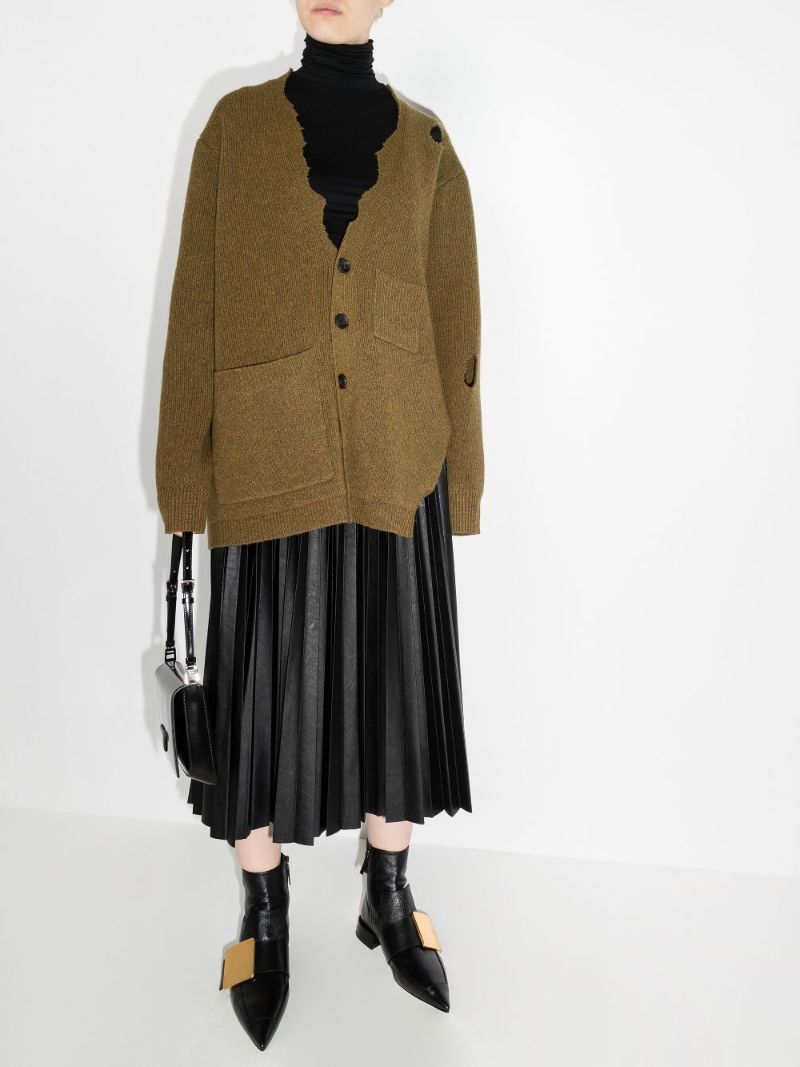 Pleated Faux Leather Skirt