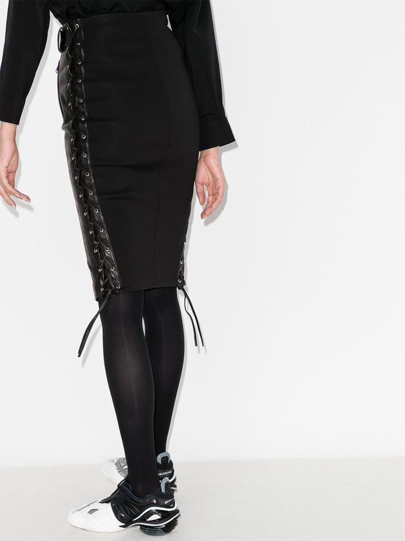 Belted Leather Pencil Skirt