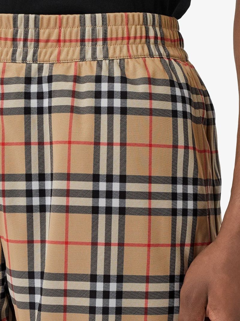 Brown Vintage Check Cotton Shorts