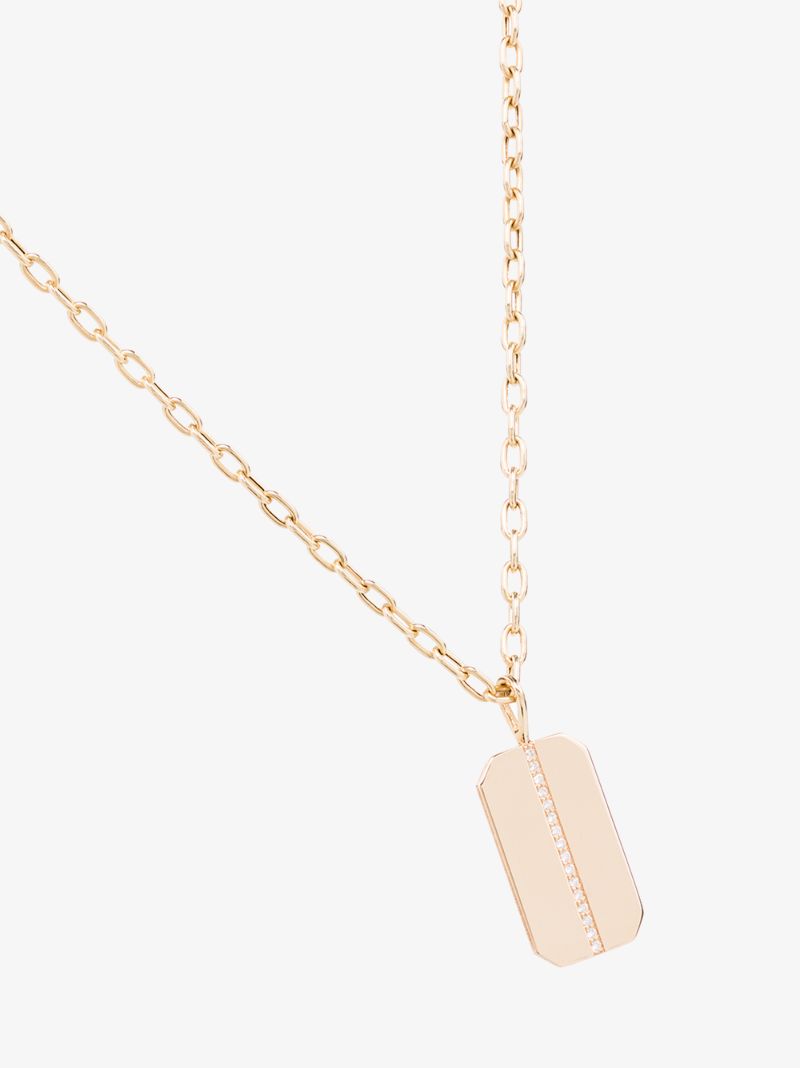 14k Yellow Gold Dog Tag Diamond Necklace