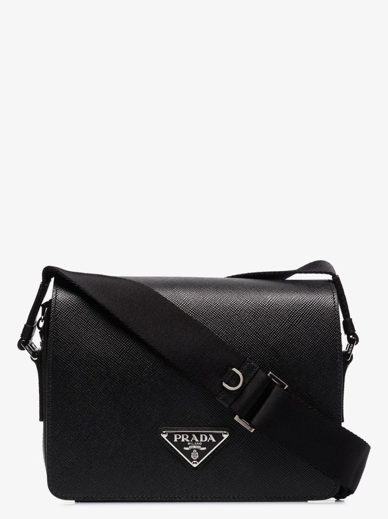 Black Saffiano Leather Messenger Bag