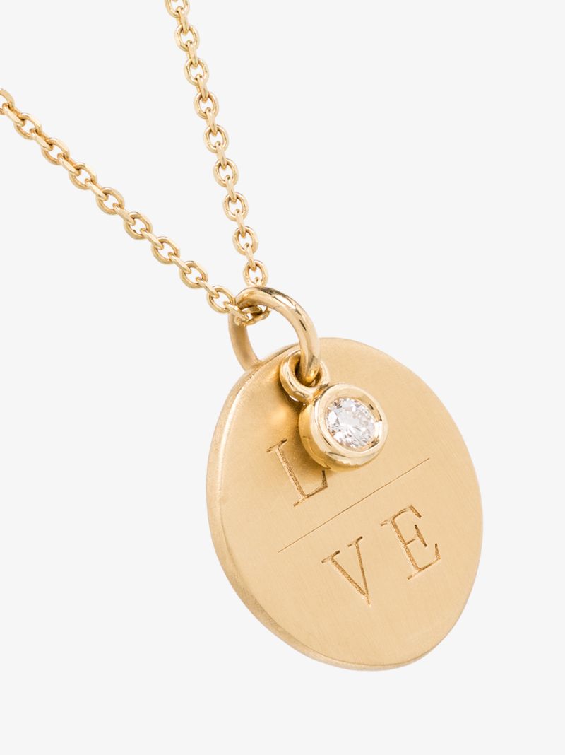 18k Yellow Gold Love Diamond Pendant Necklace