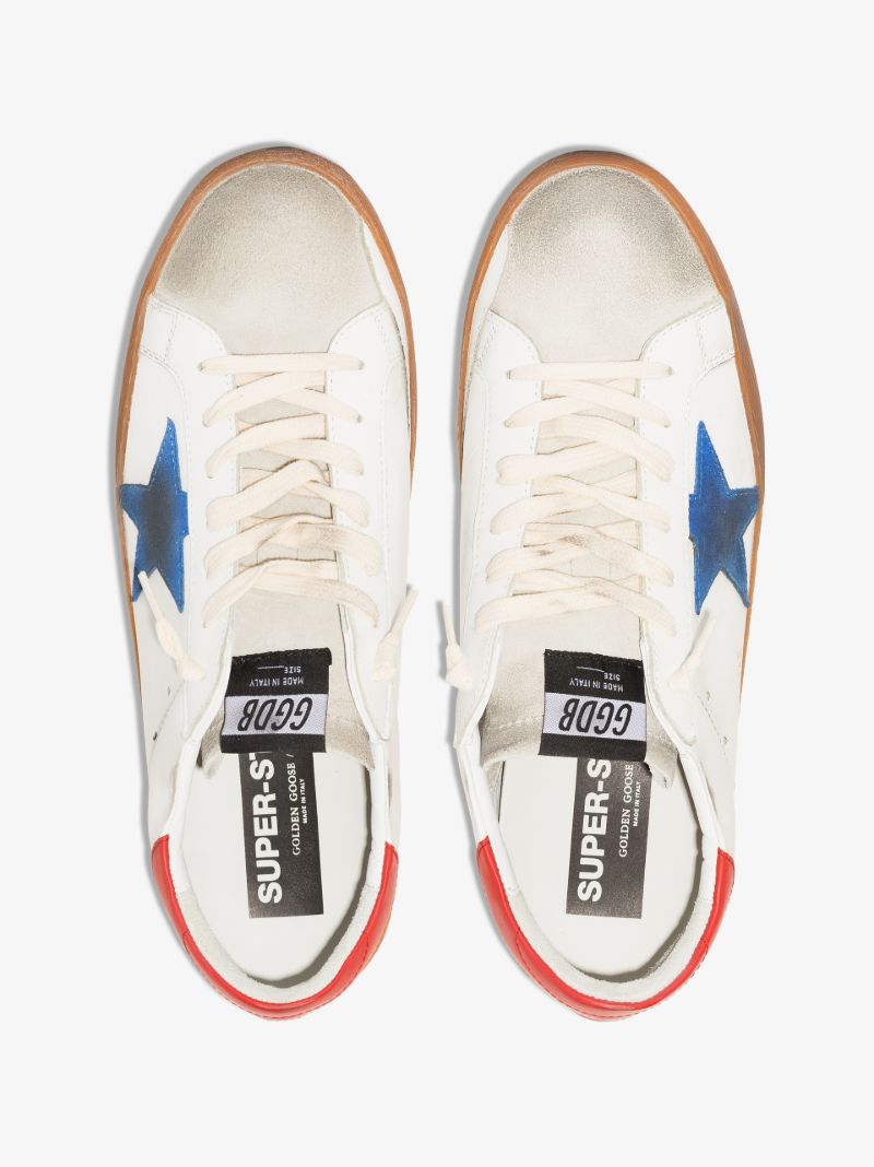 White and Red Super-star Leather Sneakers
