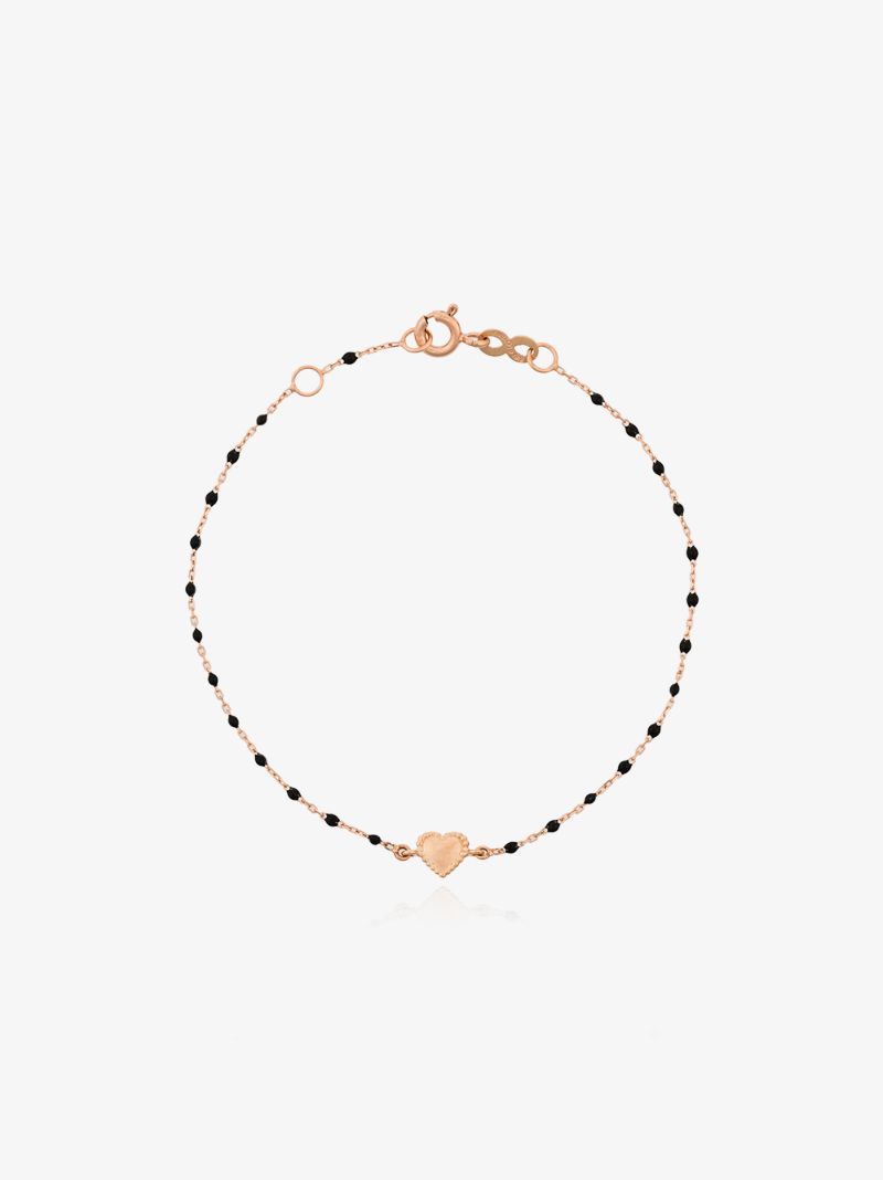 18kt Rose Gold Heart Charm Bracelet