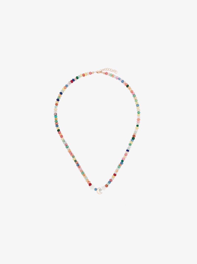 14k Rose Gold Moon Beaded Pearl Necklace