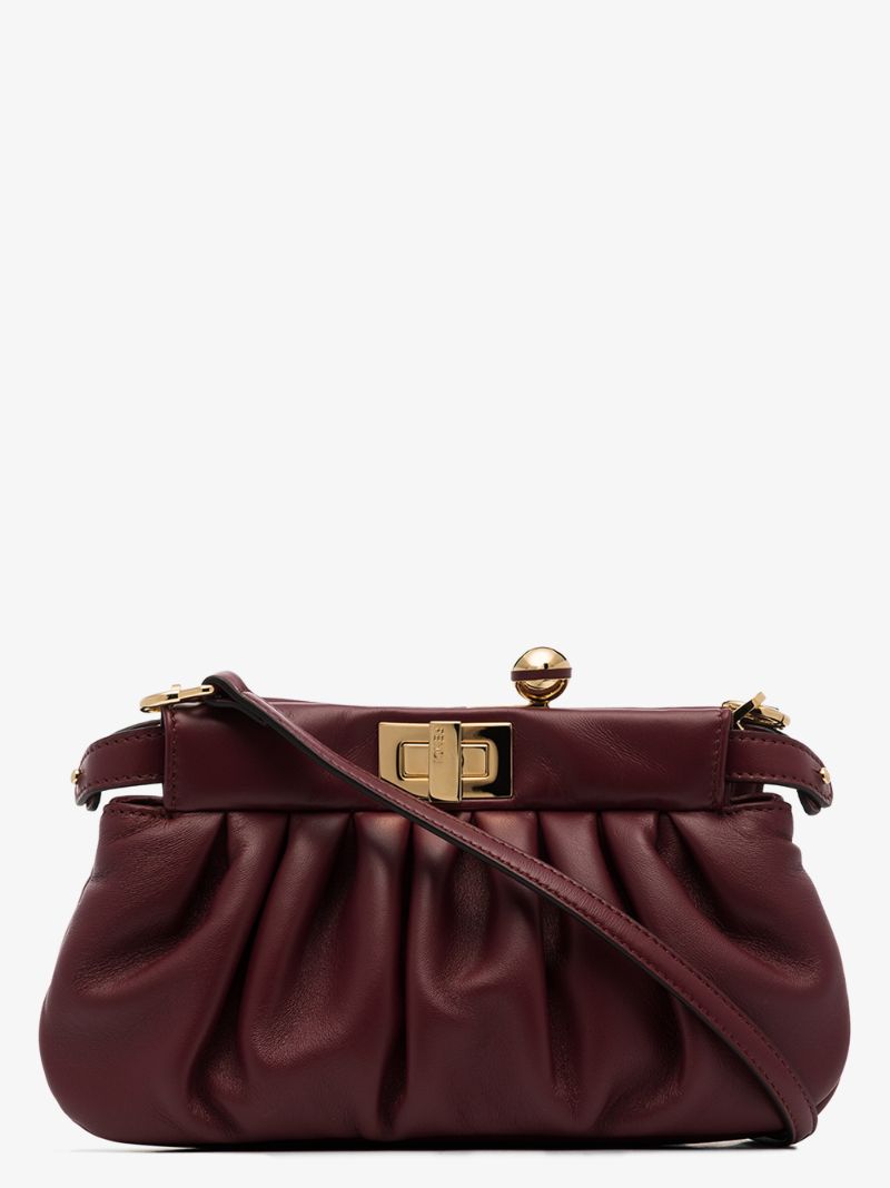 Red Peekaboo Click Leather Clutch Bag