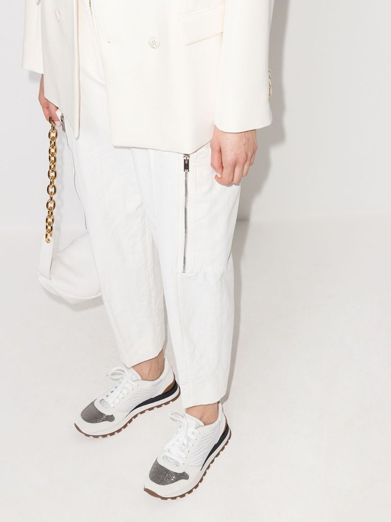 White Embellished Suede Sneakers