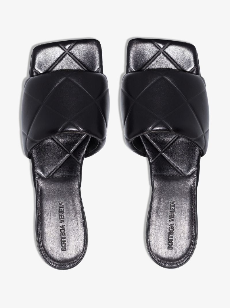 Black Rubber Lido Leather Sandals