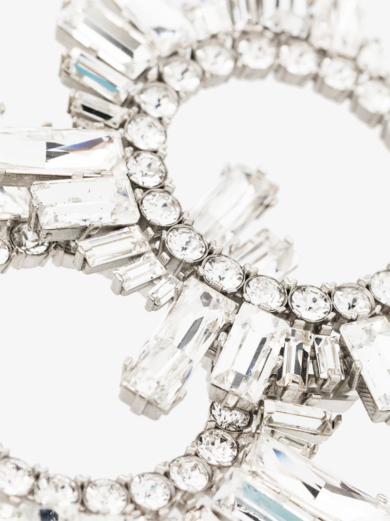 Silver-tone Begum Crystal Hoop Earrings