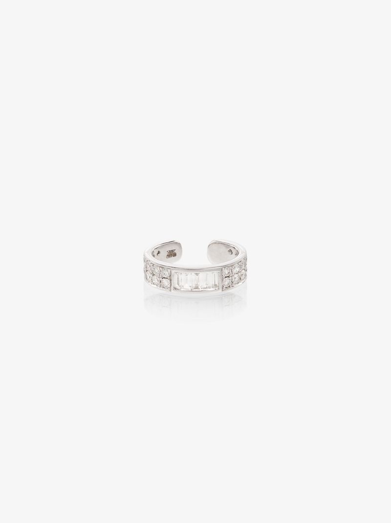 18k White Gold Baguette Diamond Ear Cuff