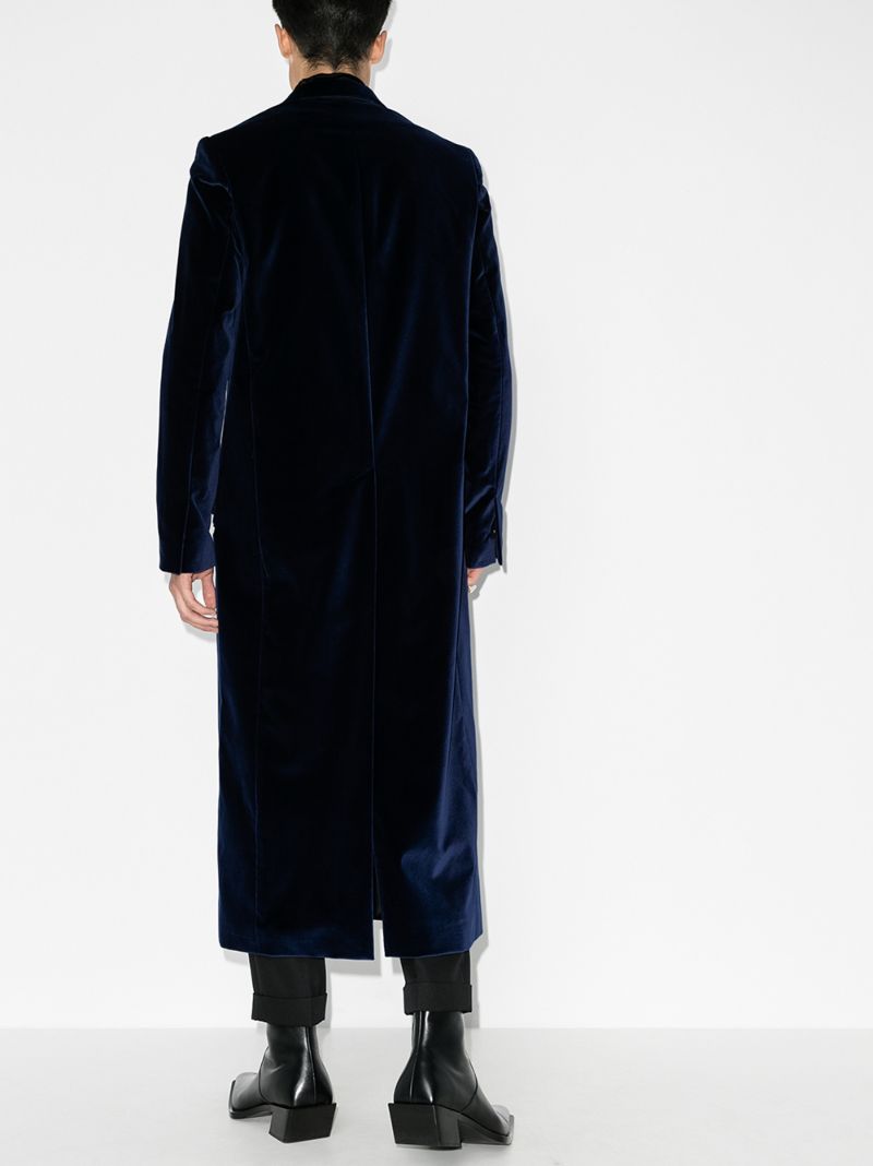 Long Single-breasted Velvet Overcoat
