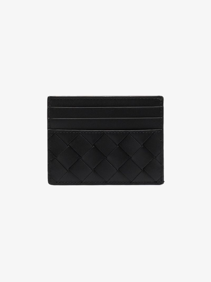 Black Woven Leather Card Holder