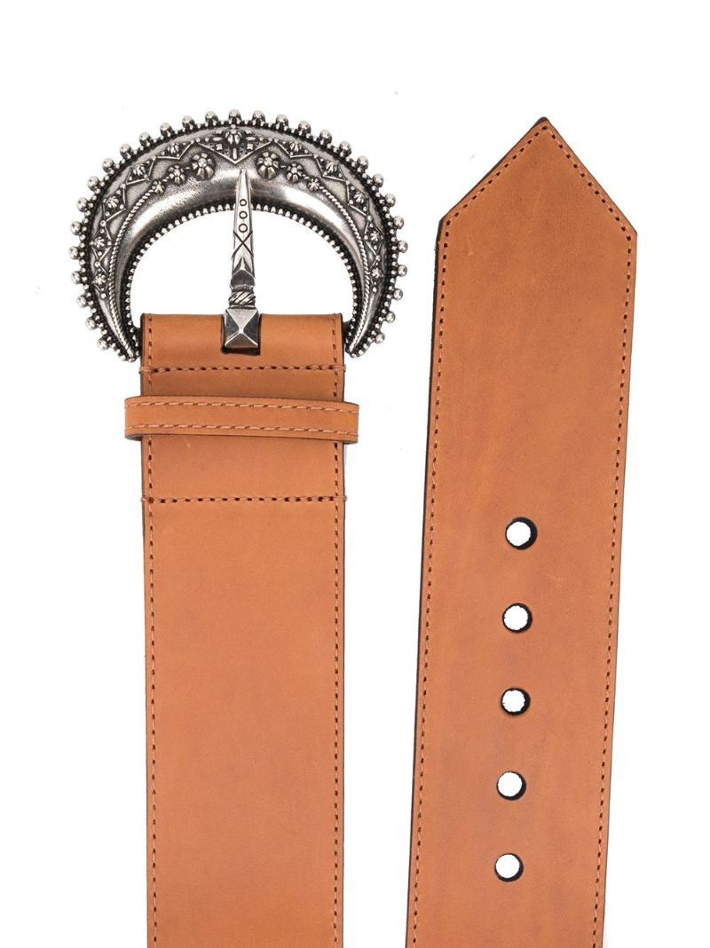 Light Brown Embossed Buckle Leather Belt