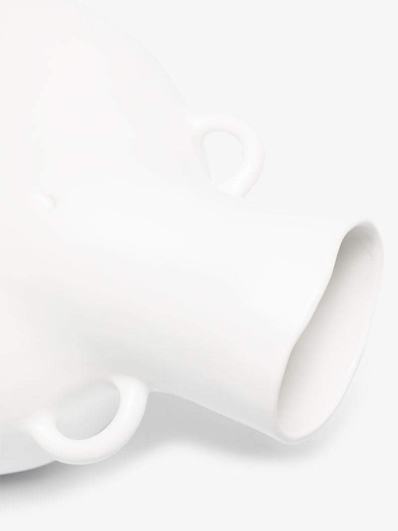 White Love Handles Earthenware Vase