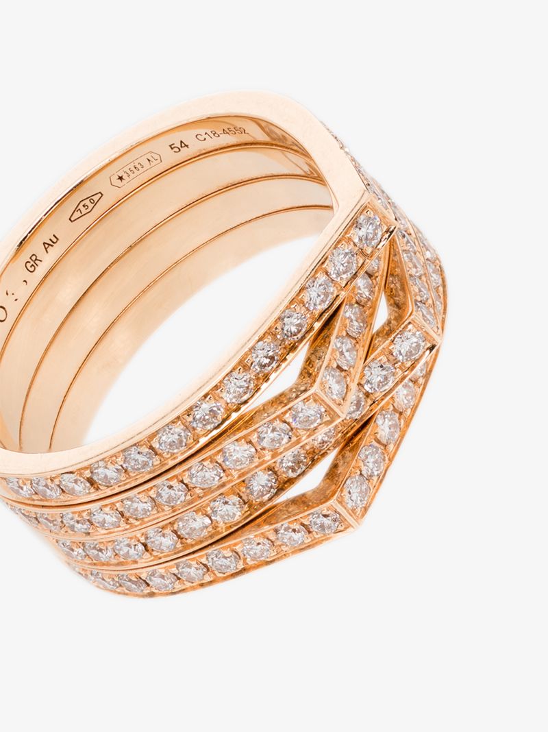 18k Rose Gold Antifer 4 Rows Diamond Ring