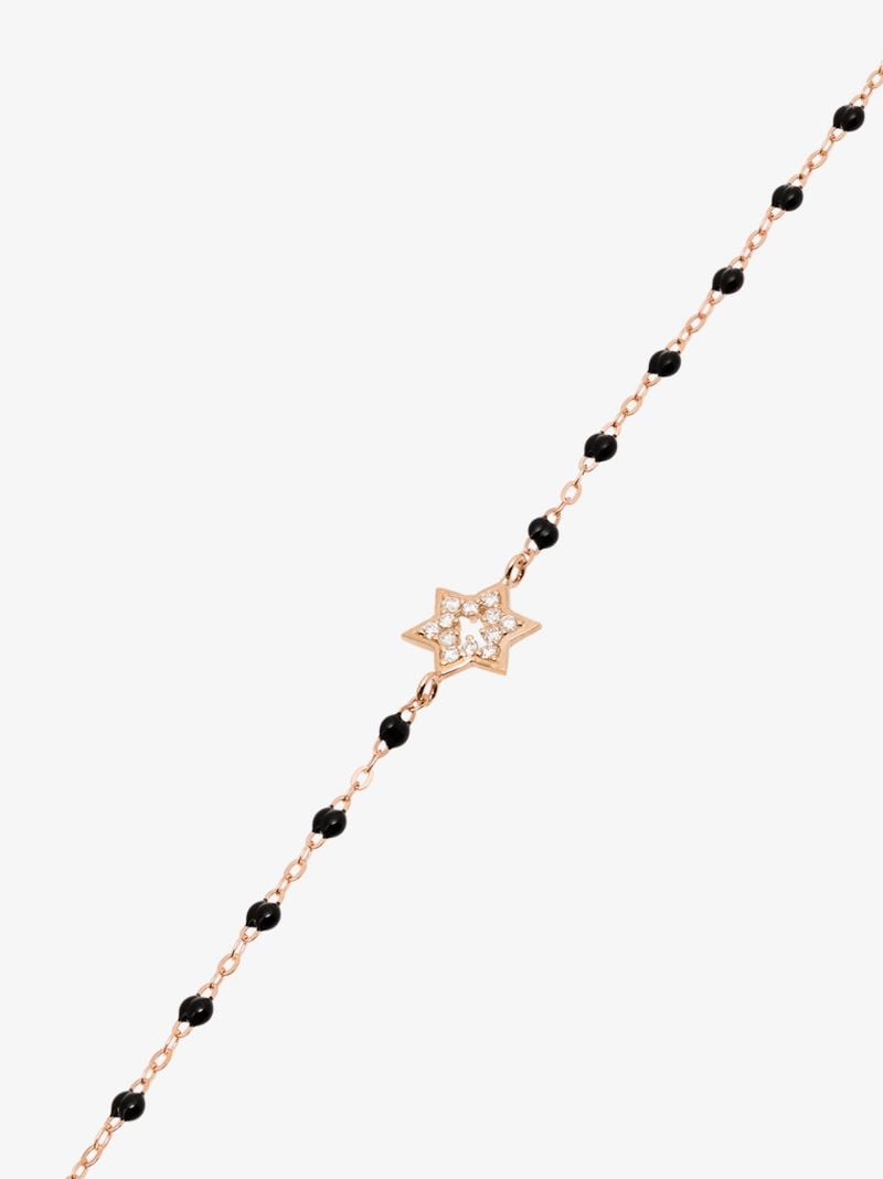 18k Rose Gold 17 Cm Diamond Star Beaded Bracelet