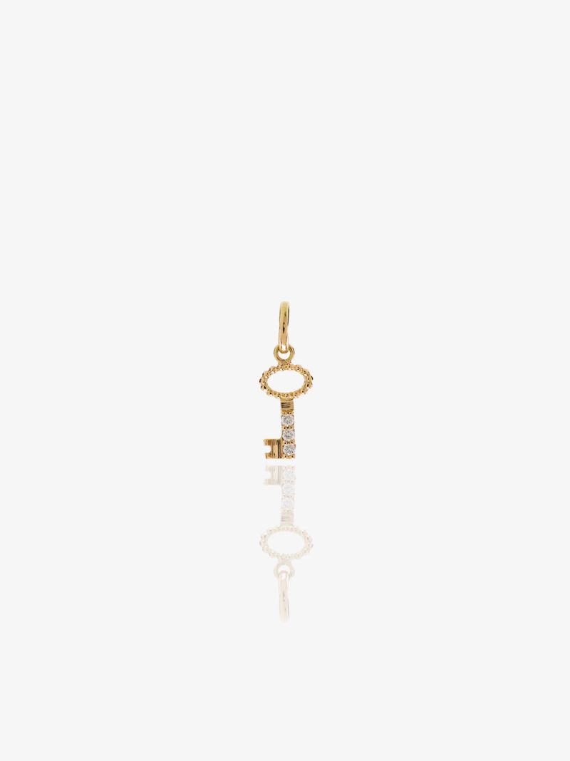18kt Yellow Gold Diamond Key Charm